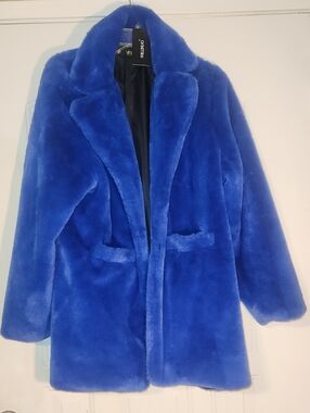 Plush Electric Blue Teddy Coat for Women